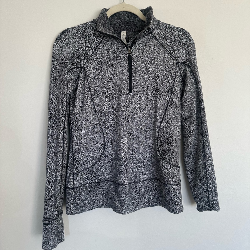 Lululemon Half Zip Pullover‎ Size 6 Heathered Black White
